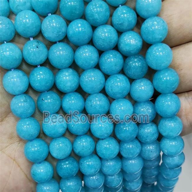 Teal Spong Jade Beads Smooth Round