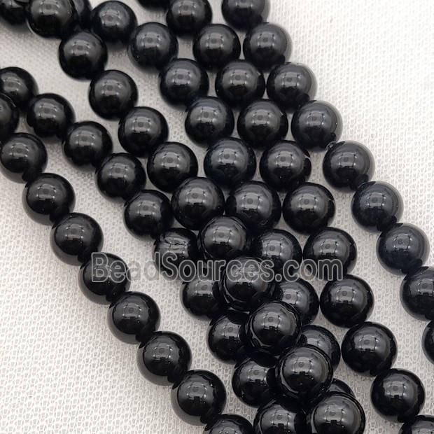 Round Jade Beads Black Dye Smooth