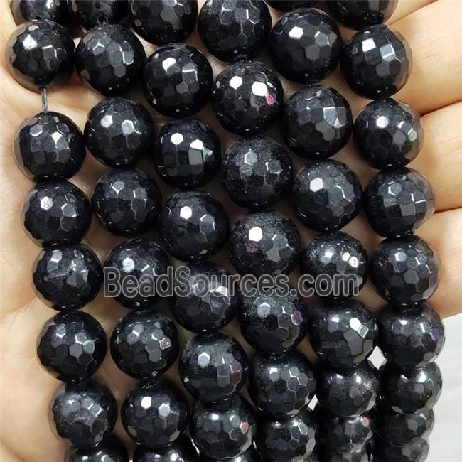 Black Jade Beads Dye Faceted Round