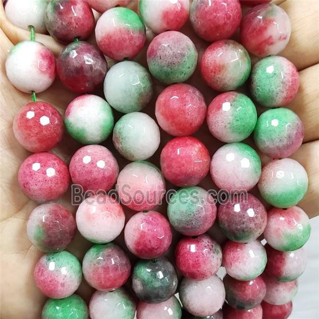 Redgreen Jade Beads Dye Faceted Round