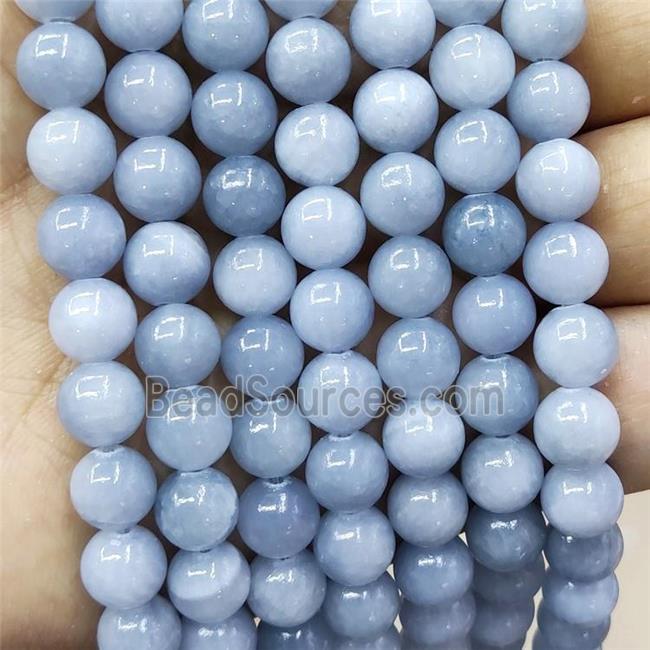 Natural Honey Jade Beads Blue Dye Smooth Round