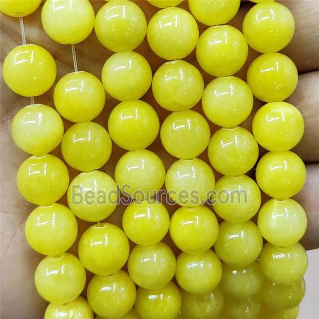 Natural Honey Jade Beads Olive Dye Smooth Round