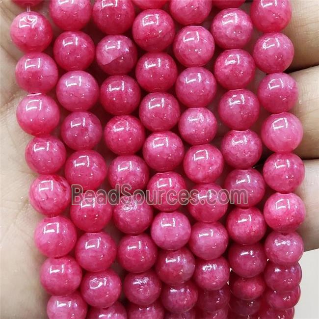 Natural Honey Jade Beads Red Dye Smooth Round