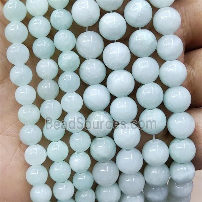 Natural Honey Jade Beads Lt.green Dye Smooth Round