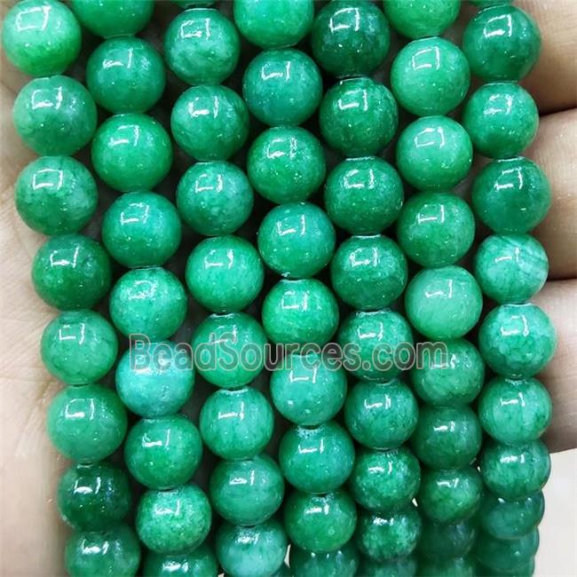 Natural Honey Jade Beads Green Dye Smooth Round