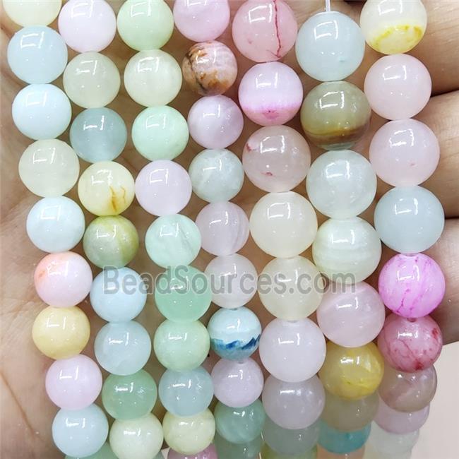 Jade Beads Smooth Round Dye Mixed Color