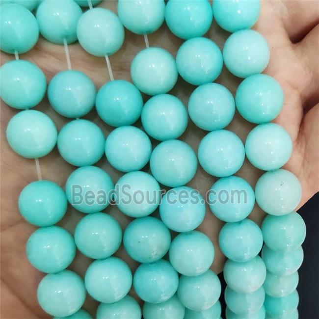 Green Jade Beads Dye Smooth Round