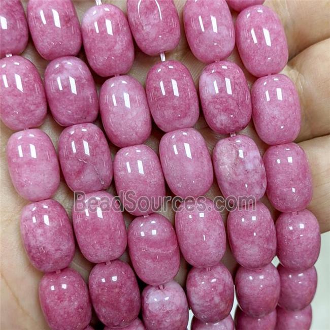 Sponge Jade Barrel Beads Pink Dye