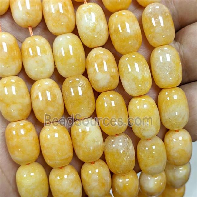 Sponge Jade Barrel Beads Yellow Dye