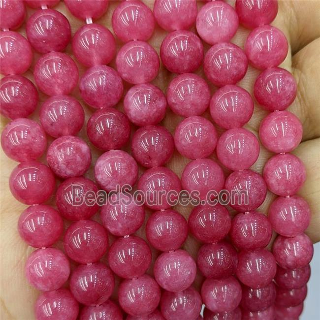 Sponge Jade Beads Red Dye Smooth Round