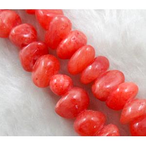 jade beads, red, Dye chips, stabile