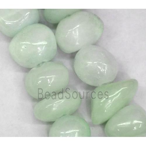 lt.green jade beads, freeform chips, stabile