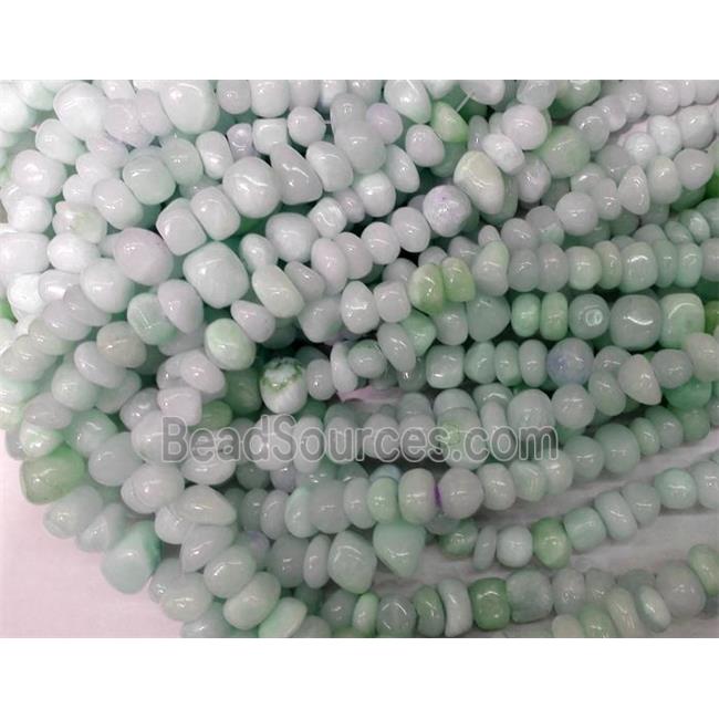 lt.green jade beads, freeform chips, stabile