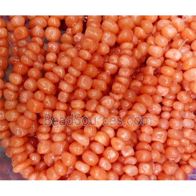 jade beads, freeform chips, stabile, orange