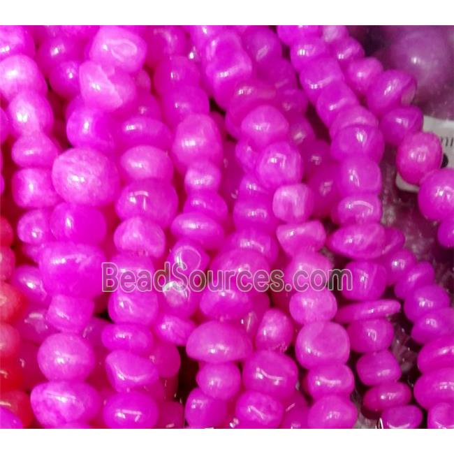 hotpink jade beads, freeform chips, stabile