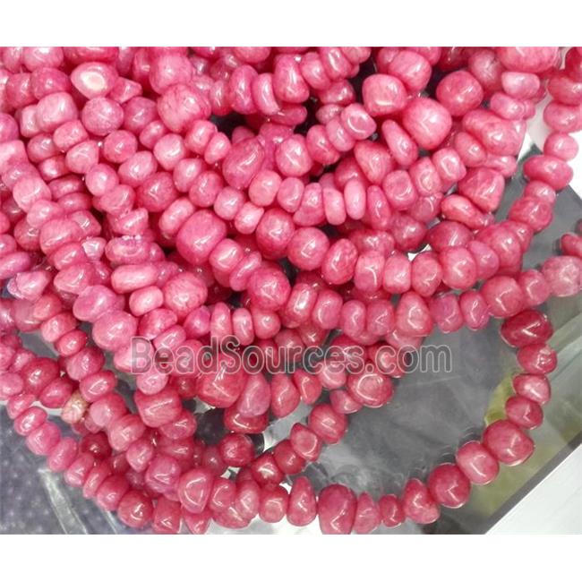 red jade beads, freeform chips, stabile