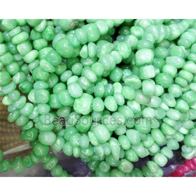 jade beads, freeform chips, stabile, green