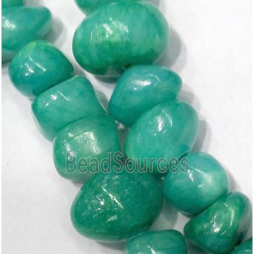 green jade beads, freeform chips, stabile