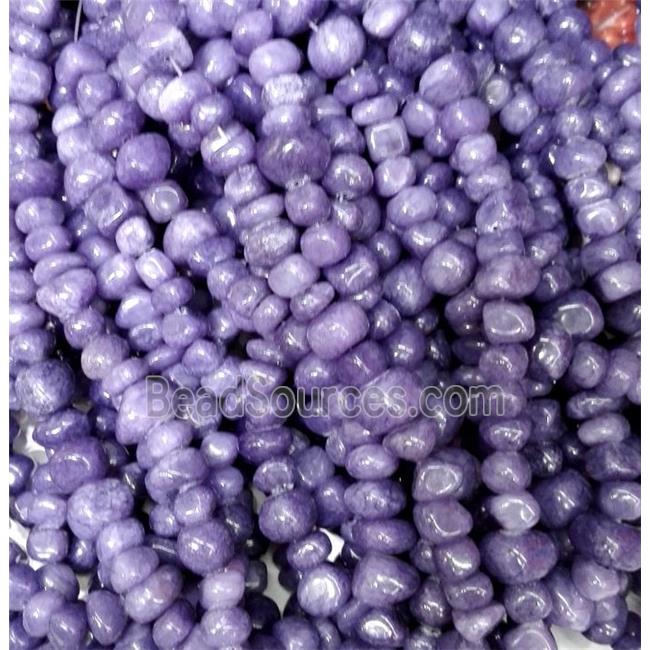 purple jade beads, freeform chips, stabile