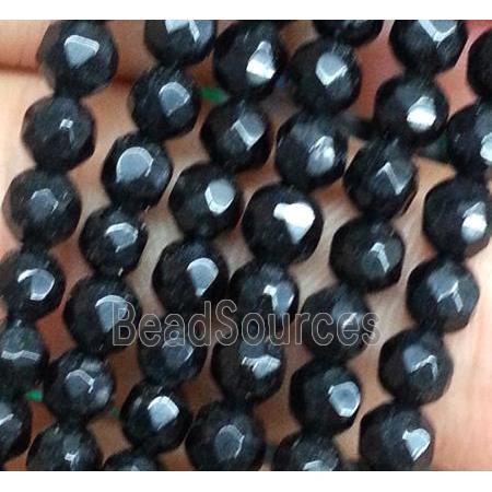 black jade beads, faceted round