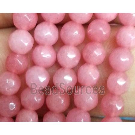 pink jade beads, faceted round