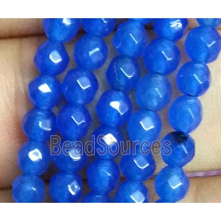 deep-blue jade bead, faceted round