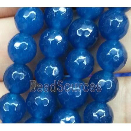 jade beads, faceted round, sea-blue