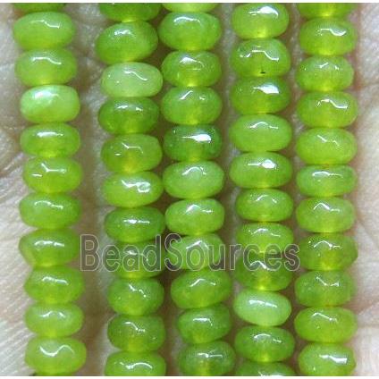 olive Jade beads, faceted rondelle, dye