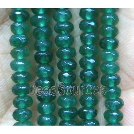 green Jade bead, faceted rondelle, dye