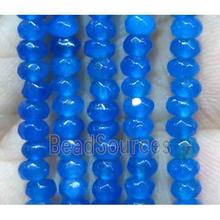 blue Jade bead, faceted rondelle, dye