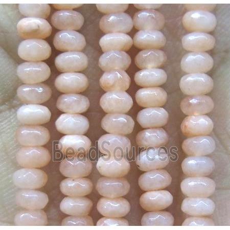 pink jade bead, faceted rondelle, pink dye