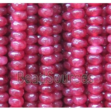 jade beads, faceted rondelle, red