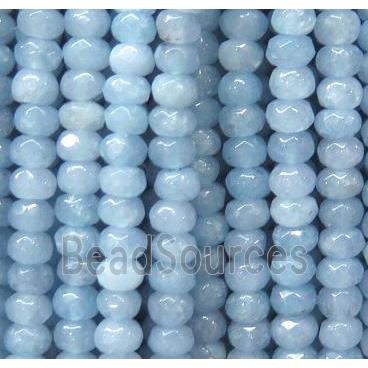 jade beads, faceted rondelle, lt.blue