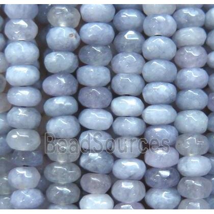 jade beads, faceted rondelle, mid-gray