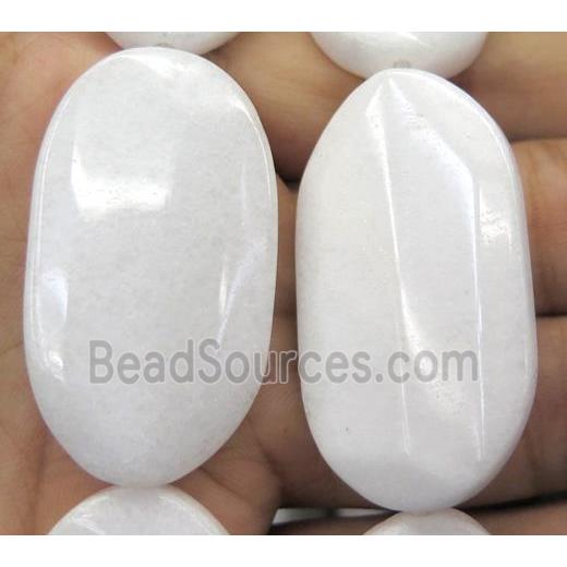 white jade beads, oval, dye