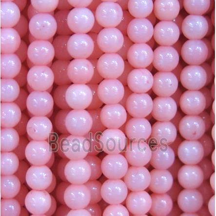 tiny jade beads, round, pink dye