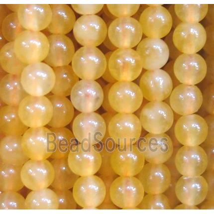 tiny agate beads, round, yellow dye