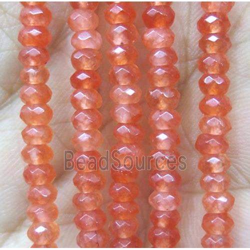 tiny jade bead, faceted rondelle, dye orange