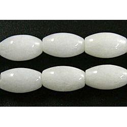 Jade beads, rice shape, ivory white