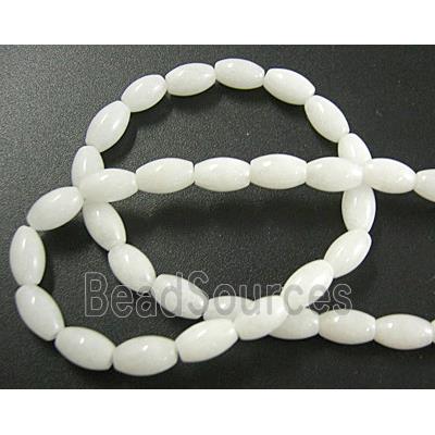 Jade beads, rice shape, ivory white