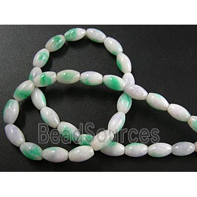 Jade beads, oval, white/green