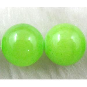 Round Jade bead, dye, stabile, half transparent