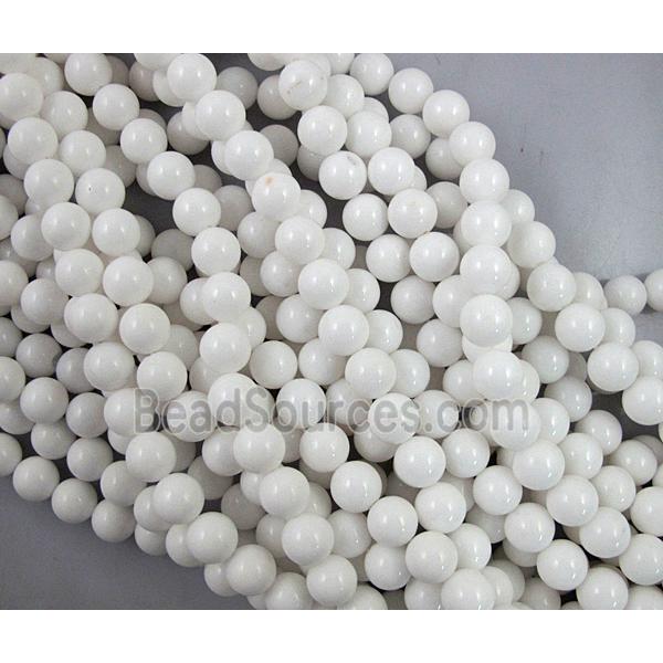 white Quartzite Jade beads, round