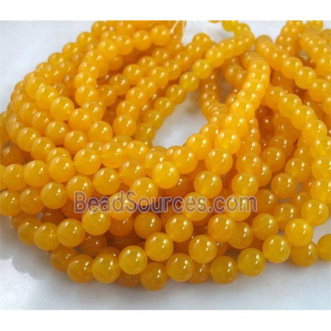 yellow Quartzite Jade beads, round