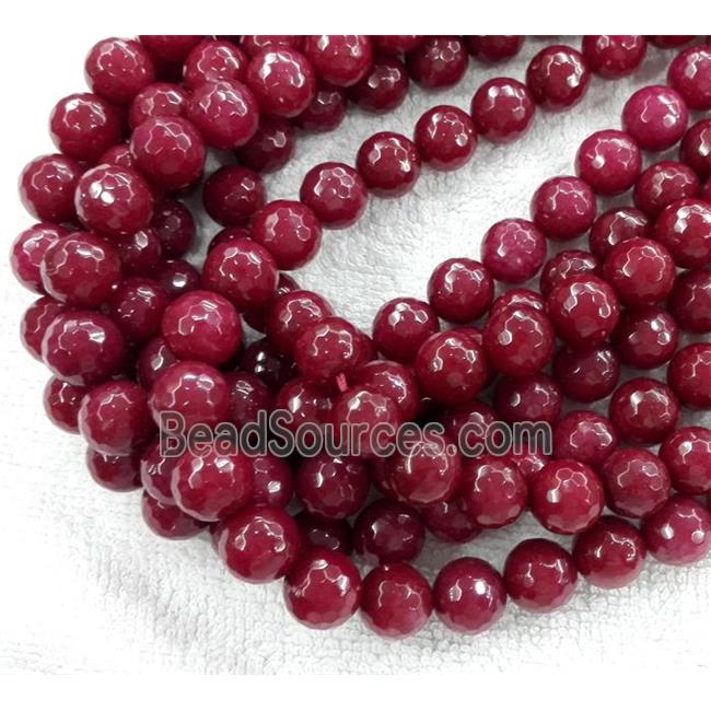 Red Jade Beads, stabile, faceted round