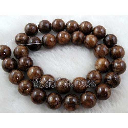 Round Jade beads, coffee dye