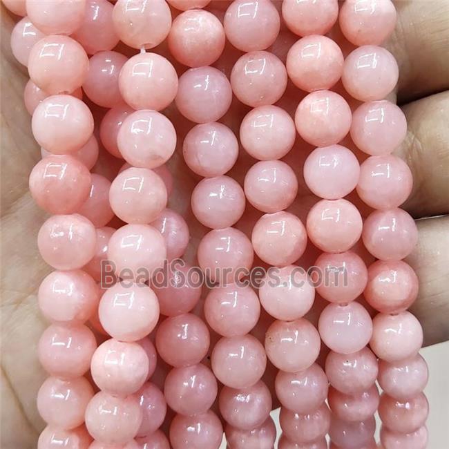 Natural Honey Jade Beads Smooth Round Peach Dye