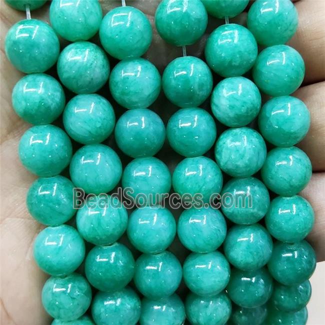 Natural Honey Jade Beads Smooth Round Green Dye