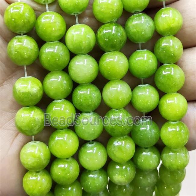 Natural Honey Jade Beads Smooth Round Olive Dye