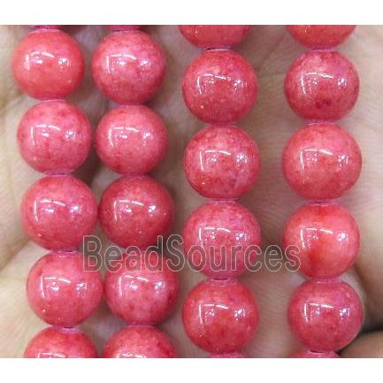 Persia jade bead, round, stabile, deep-red